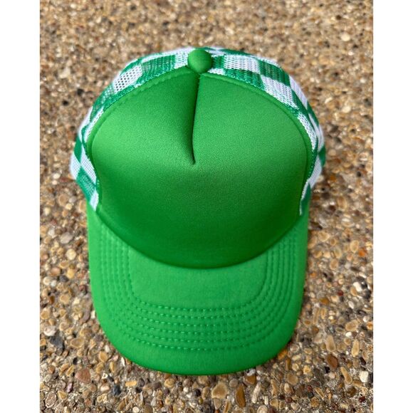 Green Checkered Trucker Hat - Picture 1 of 3